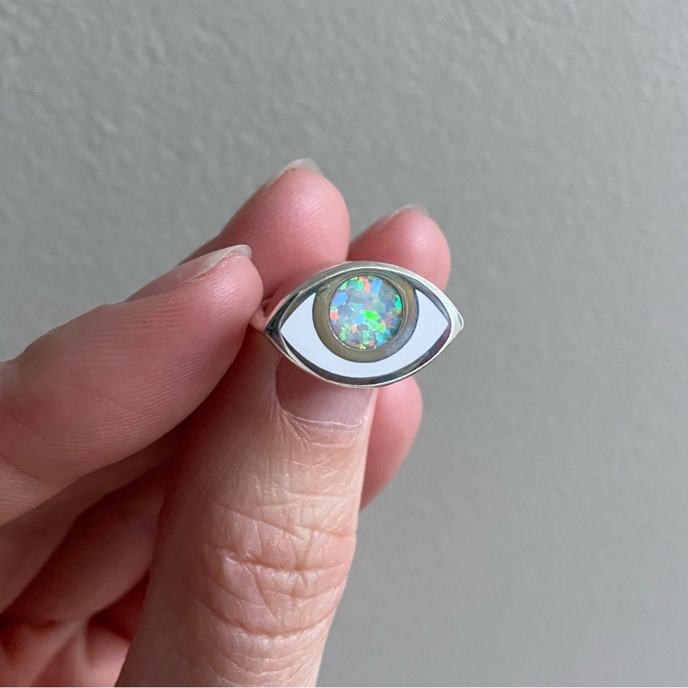 Opal Eye Ring Silver Jewelry - Picture 3 of 11
